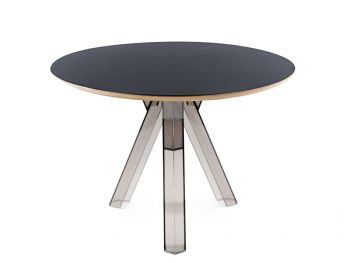 OMETTO transparenter runder runder Tisch aus Polycarbonat OMETTO - Schwarze Platte - Durchmesser 107