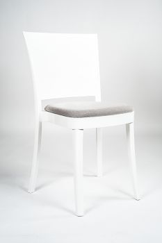 Chair polycarbonate white with pillow Lucienne - TREVIRA KAT FABRIC