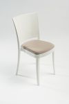 Krzesło Lucienne ze biały poliwęglanu z poduszką - TKANINĄ TREVIRA KAT