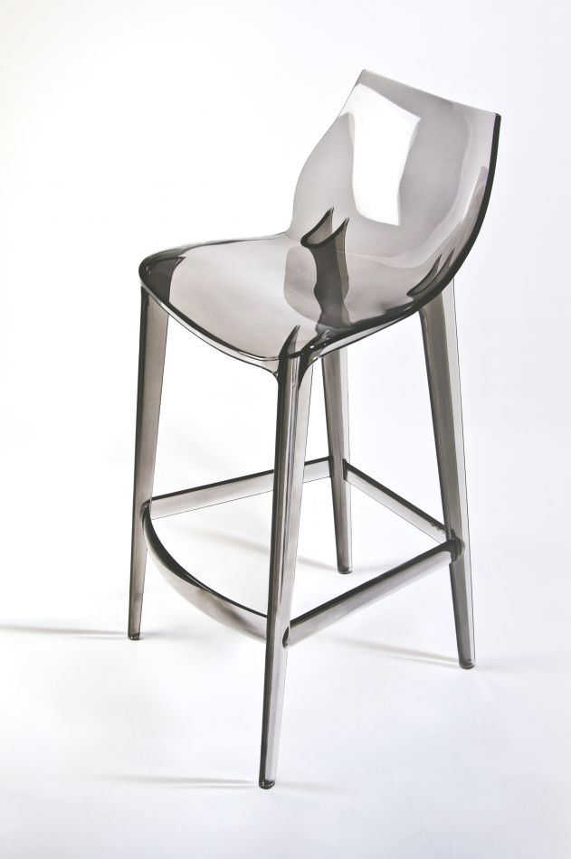 MAHI MAHI - Lo sgabello Cucina Trasparente Fumè monoblocco in policarbonato  con seduta ergonomica stabile e resistente.