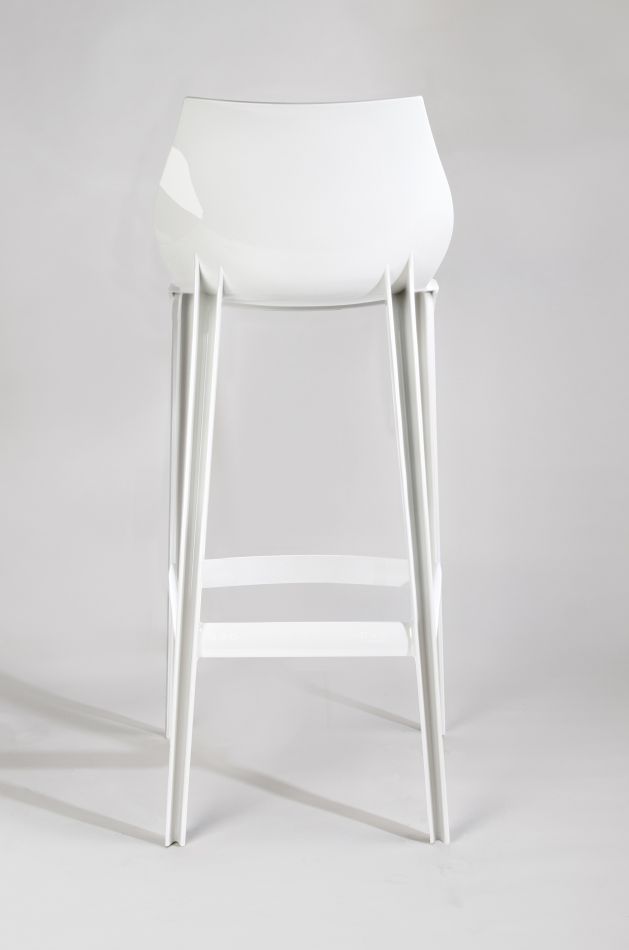 MAHI MAHI - Lo sgabello Cucina colorato Bianco monoblocco in policarbonato  con seduta ergonomica stabile e resistente.