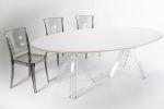 Ovaler Design-Tisch aus transparentem Polycarbonat OMETTO - Weiße Platte - cm. 200x115
