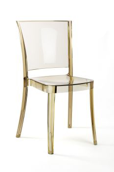 Przezroczyste krzesło z półprzezroczystego kolorowego poliwęglanu - bursztynowy/niebieski - LUCIENNE