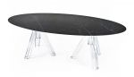 MARBLE BLACK MARQUINA OVAL TABLE 230x115 OMETTO - TRANSPARENT BASE