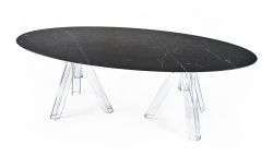MARMOR SCHWARZ MARQUINA OVAL TABLE 230x115 OMETTO - TRANSPARENT BASIS