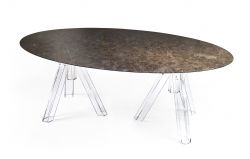 MARBLE TABLE EMPERADOR OVAL 200x115 OMETTO - TRANSPARENT BASE