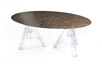 Table Ovale Marbre Brun EMPERADOR - 180x115 - OMETTO
