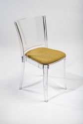 Krzesło Lucienne z przeźroczystego z poduszką - TKANINĄ TREVIRA CANVAS