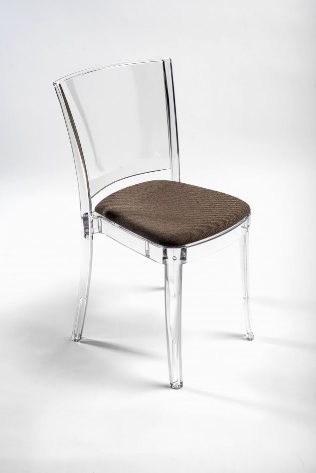 La Sedia LUCIENNE Trasparente è disponibile con seduta imbottita  intercambiabile.