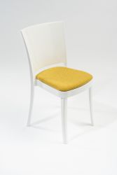 Chair polycarbonate white with pillow Lucienne - TREVIRA CANVAS FABRIC