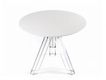 Transparenter runder Tisch aus Polycarbonat Design Ometto - Durchmesser 90/120 - Weiße Platte