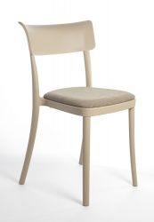 Polypropylene chair with padded cushion Saretina Cappuccino - Chenille Trevira Beige