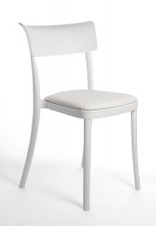 Polypropylene chair with padded cushion Saretina White - White Nabuk Ecoleather