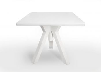 Table d'Extérieur Carrée en Polypropylène  Ometto Base Blanche Plateau Blanc - cm 80x80