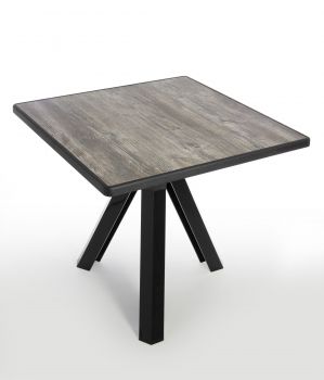 Quadratischer Tisch für den Außenbereich aus Polypropylen  Ometto Schwarze Basis Antike Kiefernplatte - cm 80x80