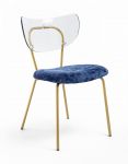 Chaise transparent velours rembourré Made in Italy, structure métal OR, dossier translucide NEUTRE - SURI - 5 couleurs