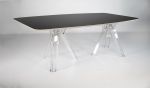 Ometto transparent elliptical polycarbonate design table - BLACK top - cm.220x115