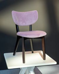 Wooden upholstered dining chair modern design Made in Italy, Structure in mocha beech, 2-colour GORGEUS velvet - SURI