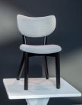 Wooden upholstered dining chair modern design Made in Italy - Structure in mocha beech, 2-colour BOUCLE velvet - SURI