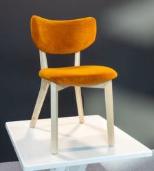 Wooden upholstered dining chair modern design Made in Italy, Structure in natural ash, 2-colour GORGEUS velvet - SURI
