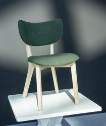 Sedia in legno moderna imbottita design Made in Italy - Struttura frassino naturale, tessuto BOUCLE 2 colori - SURI Wood