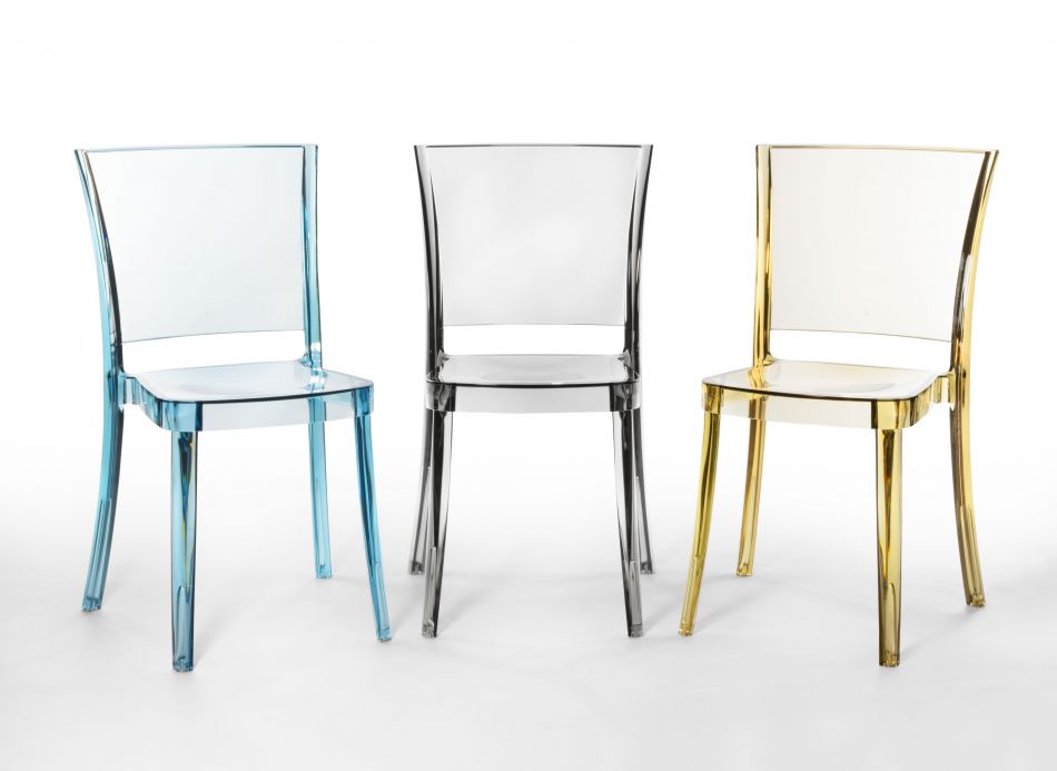 Sedia trasparente in policarbonato Lucienne con un Design anni '50  reinterpretato in chiave moderna.