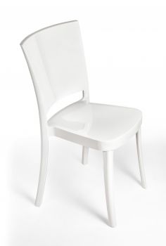 Krzesło z poliwęglanu na bardzo wysoki połysk Lucienne czysto biały