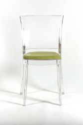 Krzesło Lucienne z przeźroczystego z poduszką - TKANINĄ FAUX SKÓRY NABUK